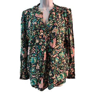LOFT Plus Size floral v-neck blouse size XXL NWT business  casual boho pretty